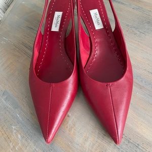 Max Mara Red leather kitten heels sz 38